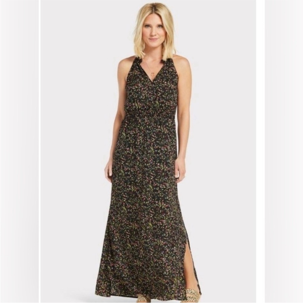 Collective Concepts Gold Cream Slit Maxi Dress